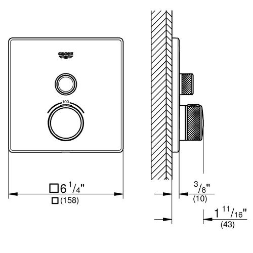 Схема Grohe 29123000 Grohtherm Smartcontrol Смеситель для душа с термостатом для одного потребителя